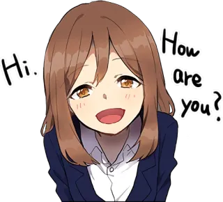 👋 Hi. How are you? Chica anime, Saludo, Amistoso, Lindo, Feliz whatsapp sticker