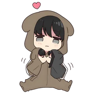 😘 Anime, Chibi, Słodkie, Serce, Bluza z kapturem whatsapp sticker