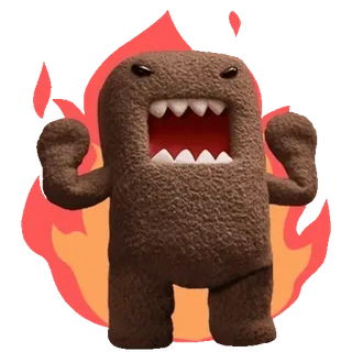 💬 Domo 도모, 괴물, 귀여운, 불, 갈색 telegram sticker