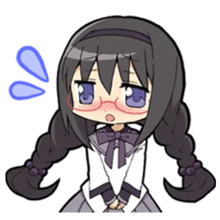 😓 Homura Akemi Puella Magi Madoka Magica Anime, Carino, Nervoso, Sudore, Magia telegram sticker