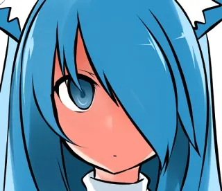 😶 anime, niebieskie włosy, kreskówka, dziewczyna, kawaii telegram sticker
