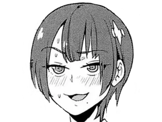 😏 アニメ, 漫画, 女の子, ドヤ顔, 顔, 表情, 汗 whatsapp sticker