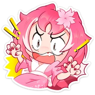 😳 Anime, Dễ thương, Kawaii, Biểu cảm, Sốc, Thán phục, Hồng, Manga telegram sticker