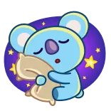 😴 KOYA koala, sleeping, cute, bt21, stars, pillow telegram sticker