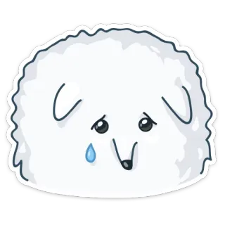😞 triste, pleurer, chiot, chien, mignon, animal, larme, emoji telegram sticker