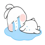😭 llorando, triste, lágrimas, conejo, lindo, emoción, dibujo animado whatsapp sticker