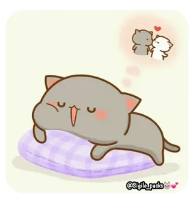 😴 gato, lindo, sueño, animal, dibujo animado telegram sticker