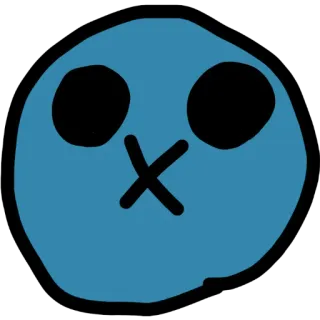😶 Blob, Inespressivo, Silenzioso, Blu, Bocca chiusa, Simbolo, Cartone animato telegram sticker