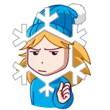 🙅‍♀️ 겨울, 추운, 눈송이, 만화, 소녀, 눈, 귀여운 telegram sticker