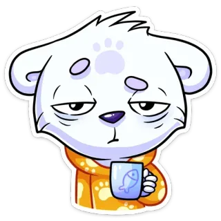 ☹️ животное, медведь, милый, мультфильм, сонный, кружка, уставший telegram sticker
