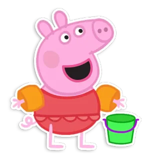 🏖 Peppa Pig cartoon, varken, Peppa, zwemmen, emmer telegram sticker