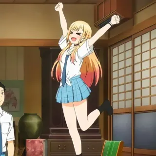 😆 Marin Kitagawa My Dress-Up Darling Anime, Schuluniform, Fröhlich, Mädchen, Süß telegram sticker