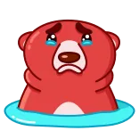 😢 sad, crying, bear, red, cartoon, emoji, sticker telegram sticker