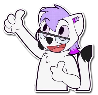 👍 Desenho animado, Cachorro, Joinha, Positivo, Óculos, Fofo telegram sticker
