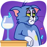 🥱 Tom Cat Tom and Jerry tom, tom and jerry, cartoon, cat, sad, drink, exhausted, tired telegram sticker