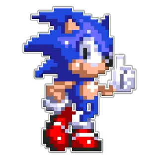 👍 Sonic the Hedgehog sonic, erizo, dedo corazón, pixel art, videojuego telegram sticker