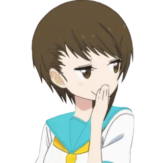 😏 Anime, Personaggio, Sorriso, Ragazza, Carina, Bruna telegram sticker
