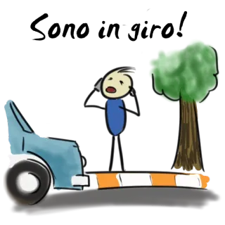 🌃 Squashed Flat Dessin animé, Accident, À plat, Écrasé, Route, Voiture, Arbre telegram sticker