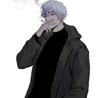 🚬 merokok, anime, pria, rokok, santai telegram sticker