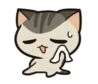 😥 แมว, การ์ตูน, เหงื่อ, เหนื่อย, หมดแรง, สัตว์ whatsapp sticker