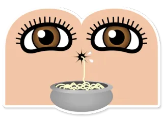 🍴 rosto, espaguete, olhos, comida, cozinhar, desenho animado telegram sticker