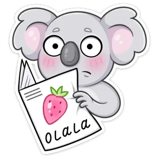 😳 OLALA Koala, Erdbeere, Cartoon, Niedlich, Tier, Olala whatsapp sticker