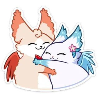 🤗 Cartoon, Dier, Vos, Schattig, Vriendschap, Gevleugeld telegram sticker