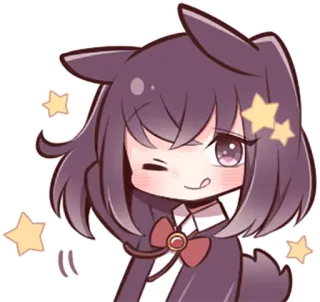 😜 Anime, Mädchen, Süß, Sterne, Kawaii, Chibi, Katzenmädchen telegram sticker