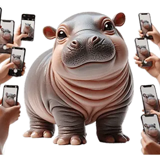 ☺️ hippo, animal, cute, cartoon, photographed telegram sticker