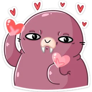 ❤️ morse, mignon, cœur, amour, animal, dessin animé, autocollant telegram sticker