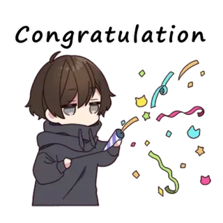 🥳 Congratulation festa, congratulazioni, party, coriandoli, anime telegram sticker