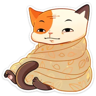 😐 แมว, ผ้าห่ม, น่ารัก, สัตว์, สัตว์เลี้ยง, ผ่อนคลาย telegram sticker