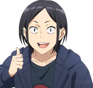 👍 Anime, Personagem, Polegar para cima, Positivo, Mangá, Amigável, Desenho animado telegram sticker