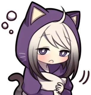😪 Anime, Chat, Fille, Kawaii, Mignon, Manga whatsapp sticker
