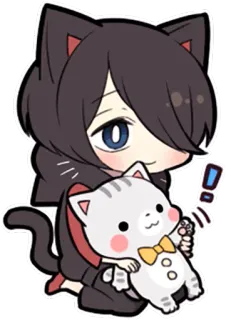 👋 Anime, Katze, Kawaii, Süß, Chibi, Neko, Sticker, Cartoon whatsapp sticker
