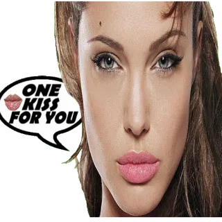 😘 ONE KISS FOR YOU bacio, labbra, fumetto, messaggio, Angelina Jolie telegram sticker