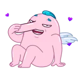 😏 卡通, 角色, 天使, 粉色, 搞笑 telegram sticker