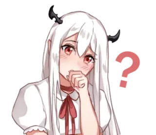 ❓ anime, girl, question, demon, horns, cute telegram sticker