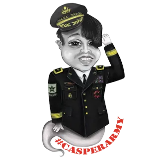 😀 military, uniform, officer, cartoon, salute, ghost whatsapp sticker