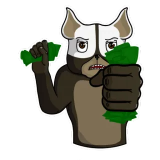 🤑 uang, tunai, binatang, kartun, stiker, kekayaan telegram sticker