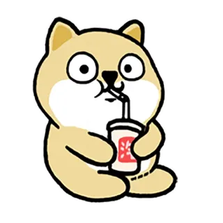 🍹 狗, 可爱, 喝, 卡通, 动物 whatsapp sticker