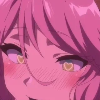 💓 动漫, 女孩, 粉色头发, 爱心眼, 可爱, 卡通, 插画 telegram sticker
