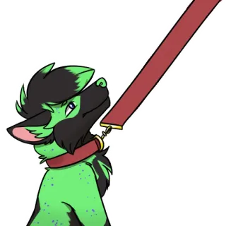🔞 furry, canine, dog, green, leash, pet, animal, cartoon telegram sticker