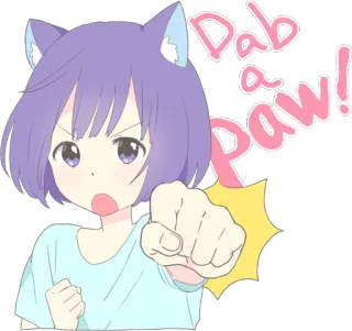 👊 Dab a Paw! Аниме, Кошачьи ушки, Дэб, Каваий, Милый, Анимированный, Стикер whatsapp sticker