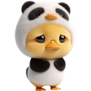 😞 pato, panda, lindo, animal, pollito, pájaro, kawaii telegram sticker
