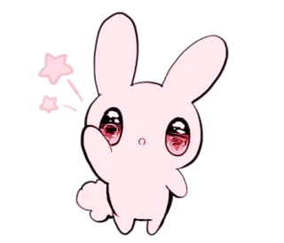 ✋ coelho, fofo, rosa, kawaii, estrelas, desenho animado, cartoon telegram sticker