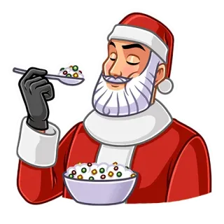 🥗 Santa Claus 圣诞老人, 圣诞节, 食物, 节日, 吃, 麦片, 胡子 telegram sticker