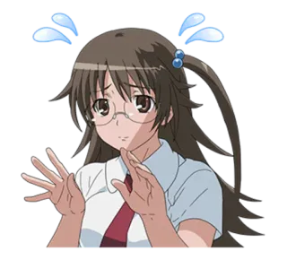 😳 anime, dziewczyna, okulary, zawstydzona, pot telegram sticker