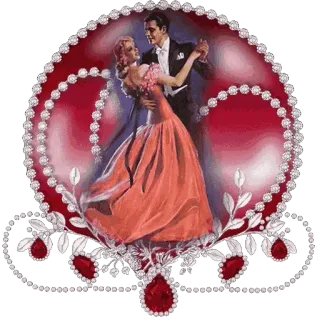❤️ danse, bal, couple, romance, vintage, tenue de soirée telegram sticker