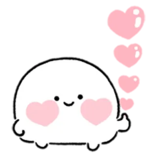 👍 dễ thương, giọt, trái tim, kawaii, hoạt hình telegram sticker